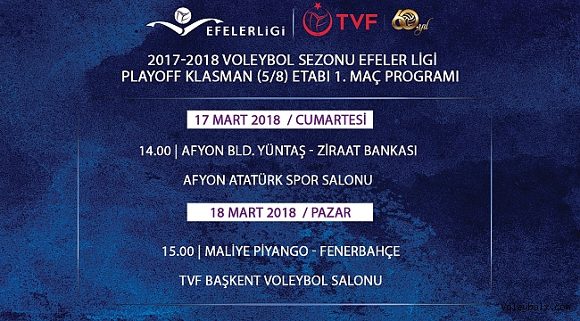 Efeler Ligi Play-off 5/8.’lik (Klasman) Etabı Maçları Başlıyor