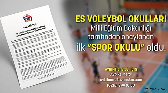 ES Voleybol Okulları MEB tarafından onaylanan ilk “Spor Okulu” oldu!