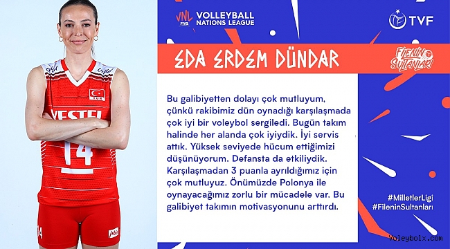 Eda Erdem Dündar: “Takım olarak her alanda çok iyiydik”