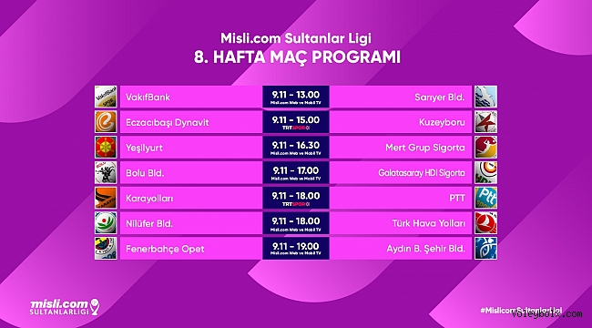 Misli.com Sultanlar Ligi’nde 8. Hafta Başlıyor