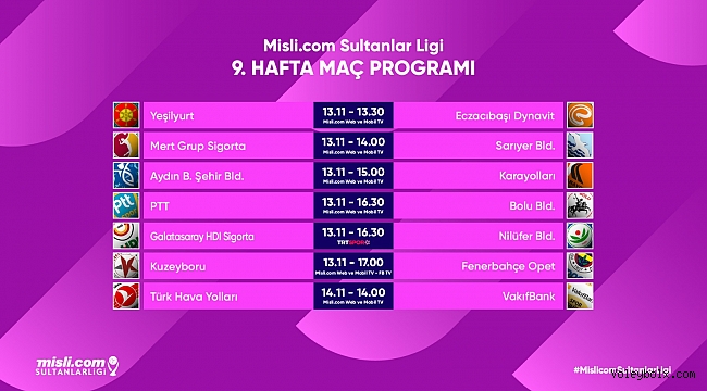 Misli.com Sultanlar Ligi’nde 9. Hafta Başlıyor