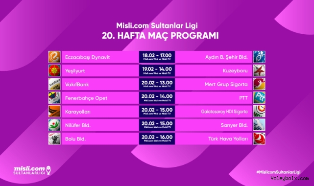 Misli.com Sultanlar Ligi’nde 20. Hafta Başlıyor