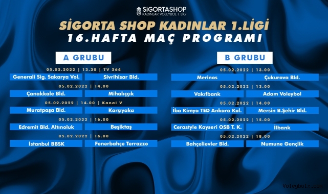 Sigorta Shop Kadınlar 1. Ligi’nde 16. Hafta Başlıyor