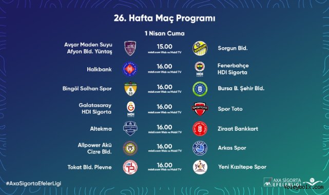 Efeler Ligi’nde 26. Hafta Başlıyor