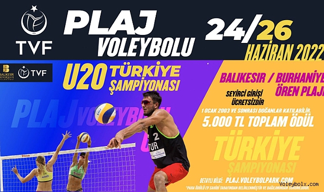 U20 Plaj Voleybolu Türkiye Şampiyonası Duyurusu